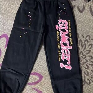 Black Joggers with Pink and Yellow Accents
